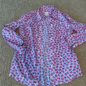 GAP Pink and Blue Button Down Shirt Floral Design